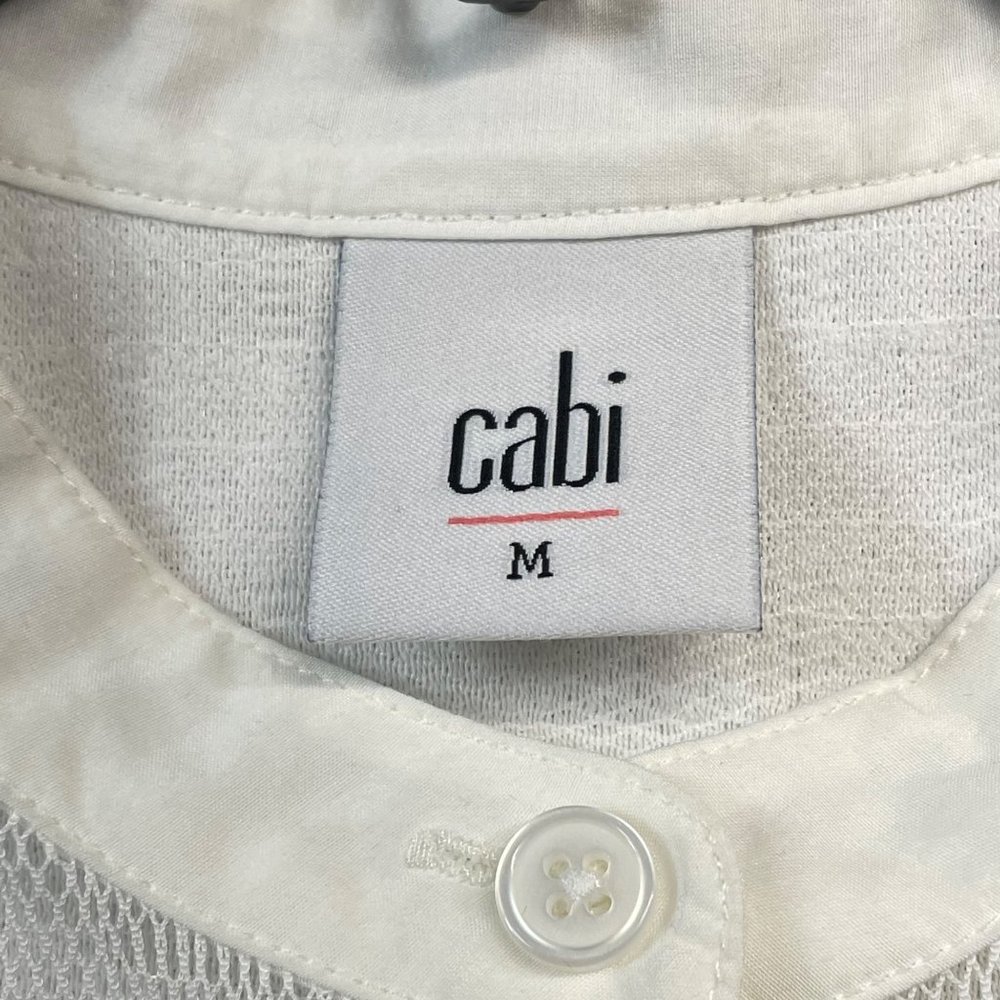 Cabi Top Womens M White Lace Scalloped Silk Trim Henley Style Layering Blouse - Picture 9 of 11